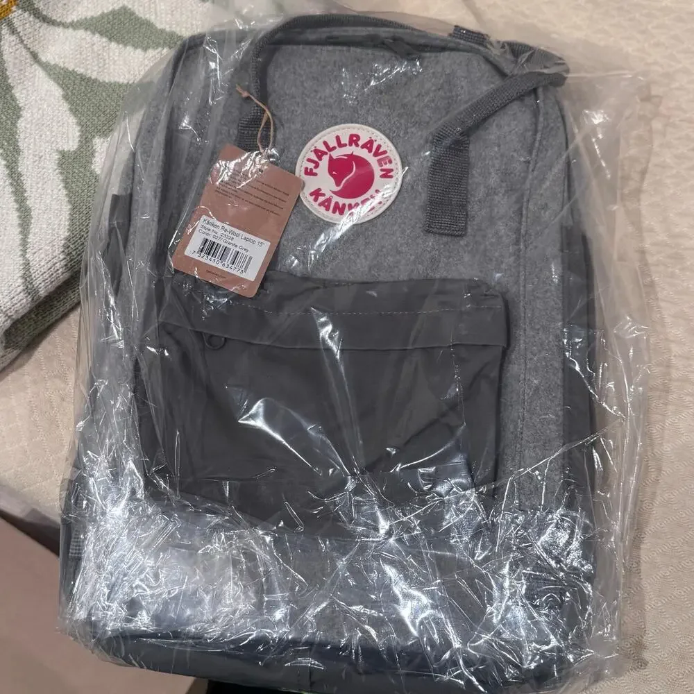 G74Fjallraven Men's Kanken Rewool Laptop Backpack Granite Gray One Size New